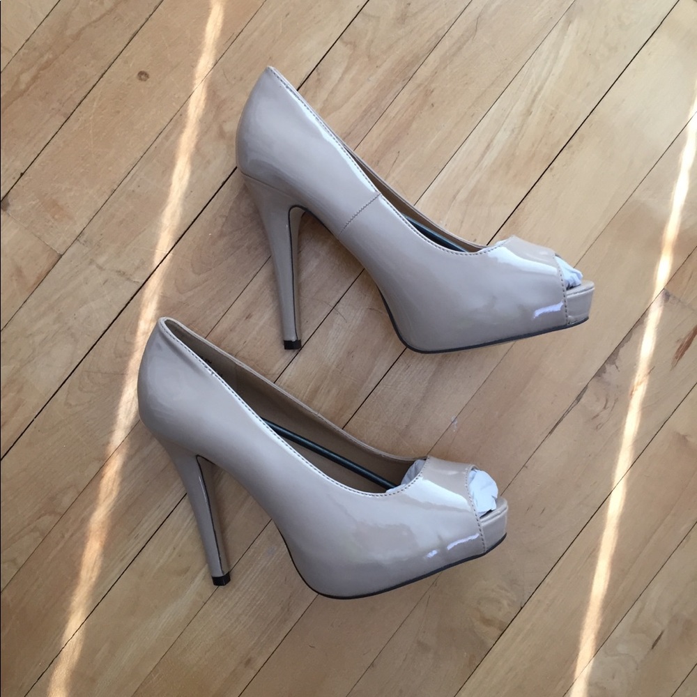 Peep Toe Nude Heels